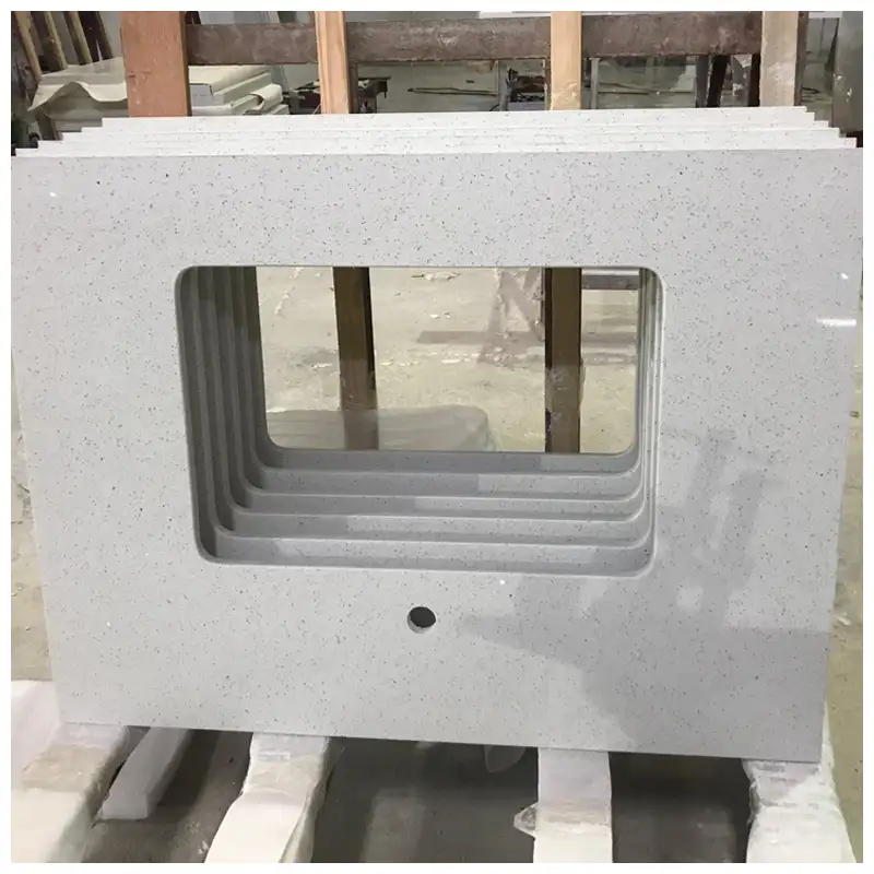 Stellar White Quartz Single Sink Vanity Tops