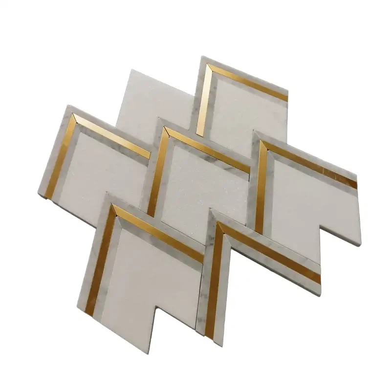 Thassos Carrara Marble Brass Waterjet Mosaic Tiles suppliers