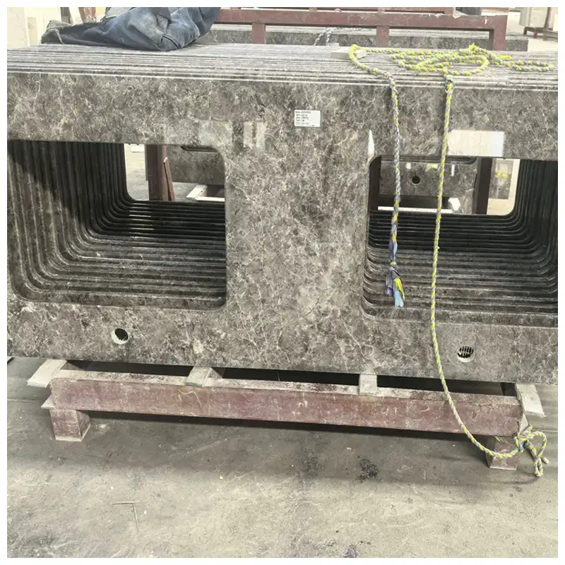 Tundra Grey Marble Double Sink Vanity Tops