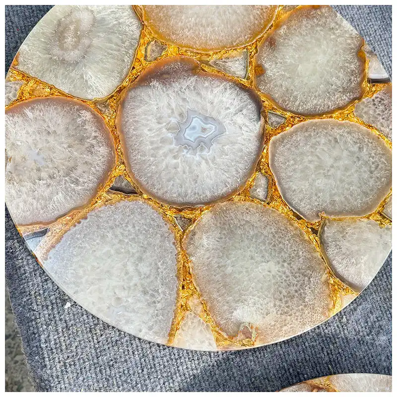 White Agate Round Coffee Table