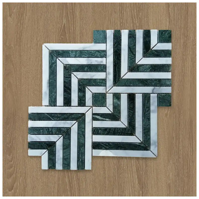White And Green Marble Maze Mosaic Tile suppliers