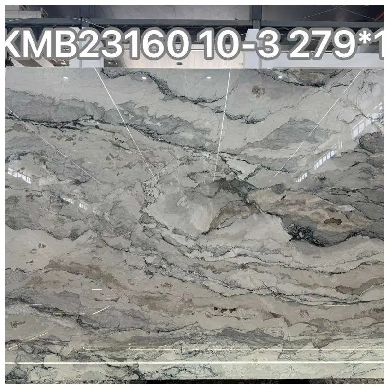 White Camouflage Marble Polished Slab