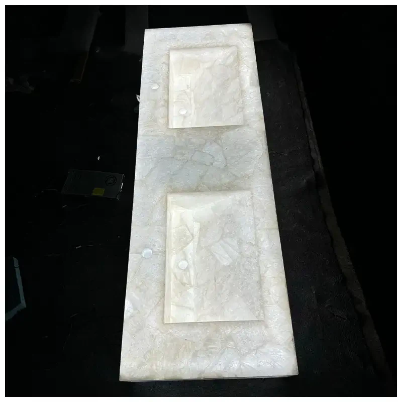 White Crystal Quartz Integrated Floating Vanity Tops