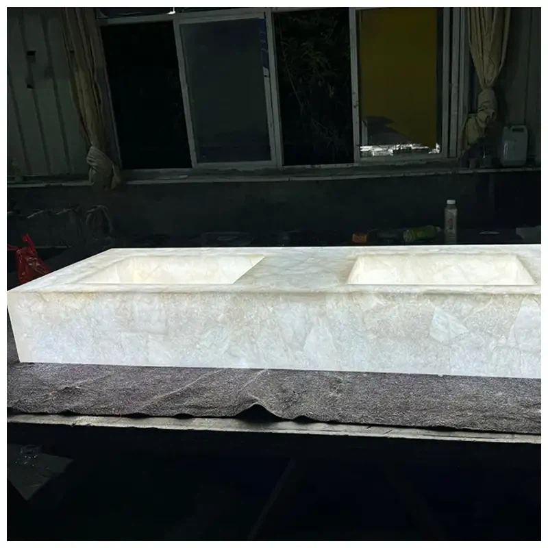 White Crystal Quartz Integrated Vanity Tops