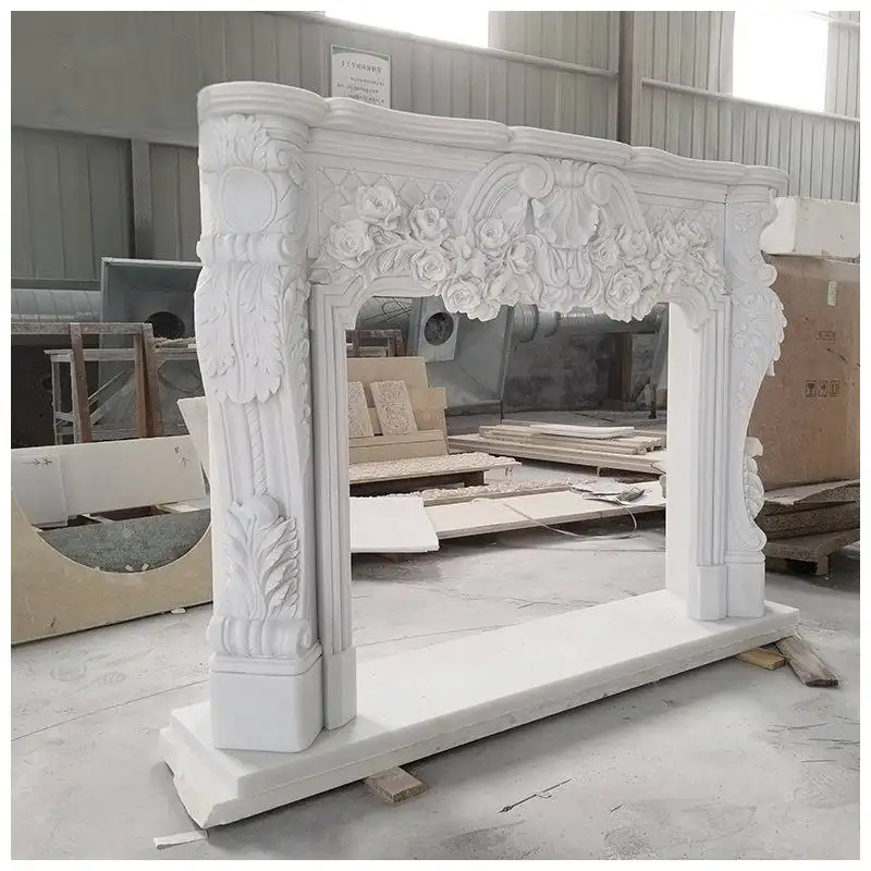 White Marble Stone Fireplace Hearth