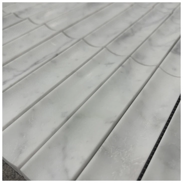 Bianco Carrara White Marble Concave Mosaic Tiles
