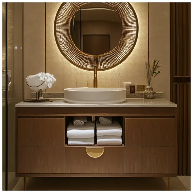 Vanity Sink Cutout and Drawer Clearance for Hotel Bathroom Packages