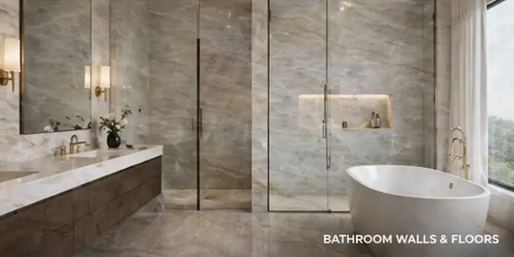 Taj Mahal Quartzite Luxury Bathroom Floor and Wall Taj Mahal Quartzite Luxury Bathroom Floor and Wall