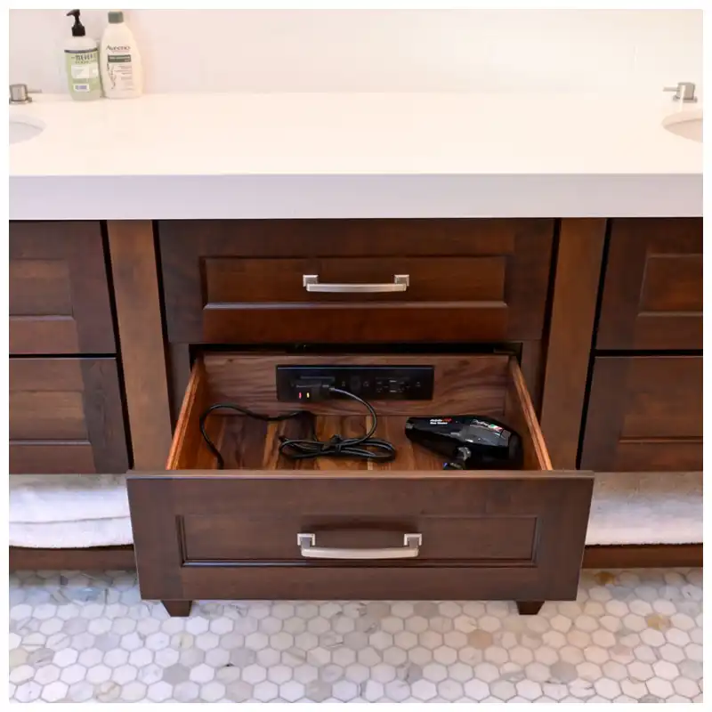 Bathroom Vanity Power Drawer: Heat Tools, GFCI Protection, Ventilation, And S...
