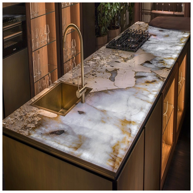 Luxury Patagonia Quartzite Backlit Countertops Kitchen Designs-KA UNITED Luxury Patagonia Quartzite Backlit Countertops Kitchen Designs-KA UNITED