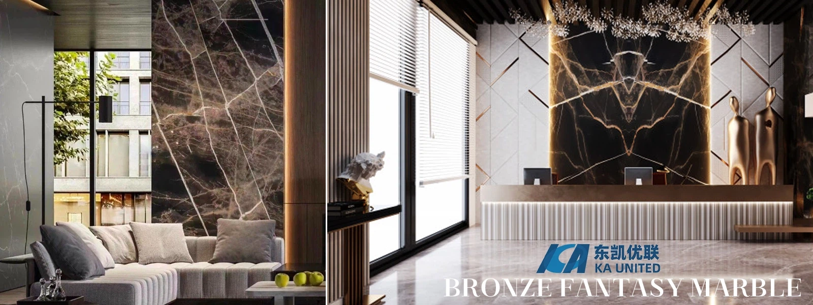 Bronz Fantasy Marbl Bookmatched Wall Projects-KA UNITED Bronz Fantasy Marbl Bookmatched Wall Projects-KA UNITED