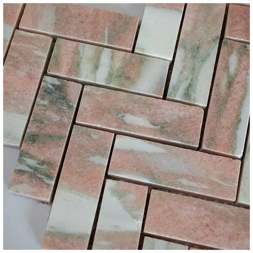 Norwegian Pink Marble Herringbone Floor Mosaic Tiles Norwegian Pink Marble Herringbone Floor Mosaic Tiles