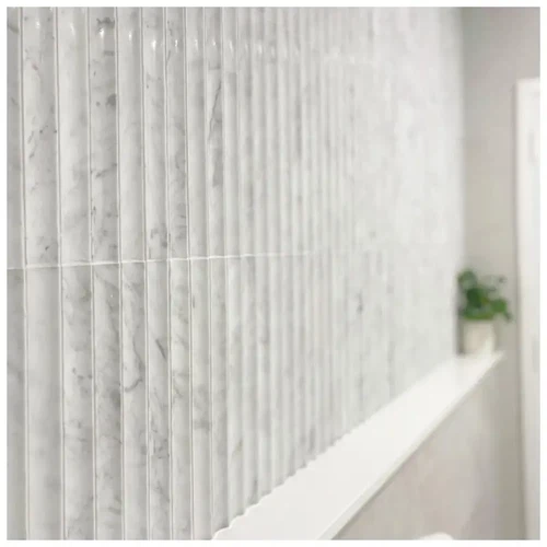 Bianco Carrrara White Marble Concave Mosaic Wall Designs Bianco Carrrara White Marble Concave Mosaic Wall Designs