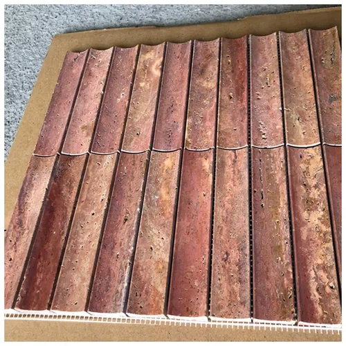 Red Travertine Concave Honed Mosaic Tiles Red Travertine Concave Honed Mosaic Tiles