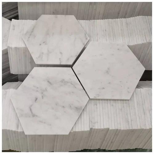 8 Carrara White Marble Hexagon Tiles 8 Carrara White Marble Hexagon Tiles