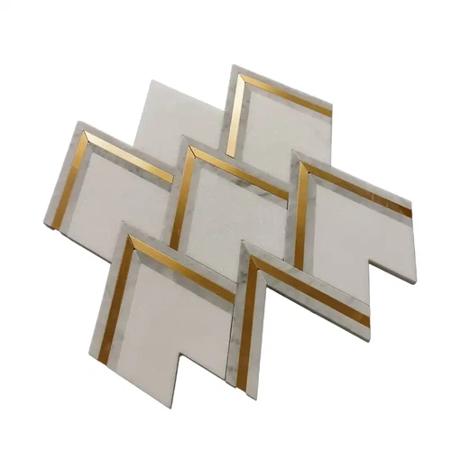 Thassos Carrara Brass Waterjet Mosaic Tiles Thassos Carrara Brass Waterjet Mosaic Tiles