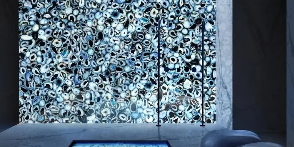Blue Agate Semi-Precious Gemstone Backlit Feature Wall Projects Blue Agate Semi-Precious Gemstone Backlit Feature Wall Projects