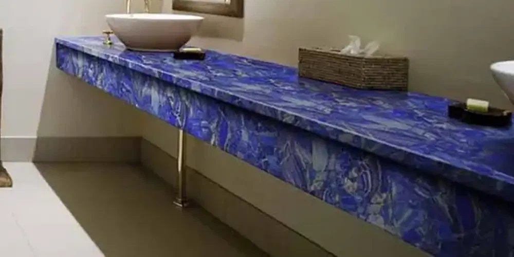 Lapis Lazuli Blue Gemstone Floating Vanity Tops in Luxury Houses Lapis Lazuli Blue Gemstone Floating Vanity Tops in Luxury Houses