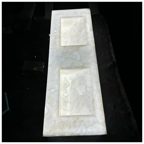 White Crystal Quartz Integrated Floating Vanity Tops White Crystal Quartz Integrated Floating Vanity Tops