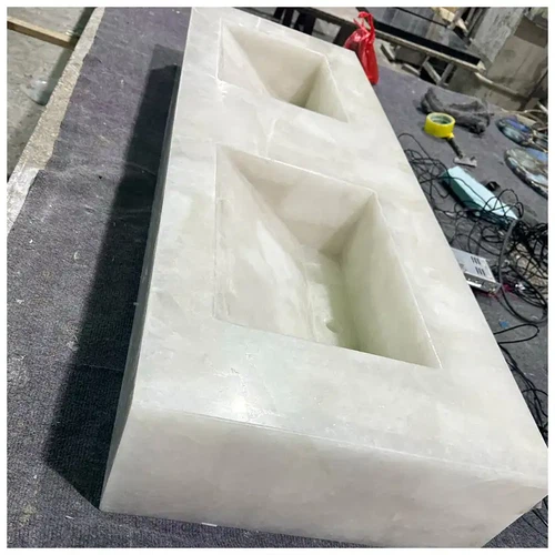 White Crystal Quartz Integrated Flaoting Vanity Tops White Crystal Quartz Integrated Flaoting Vanity Tops
