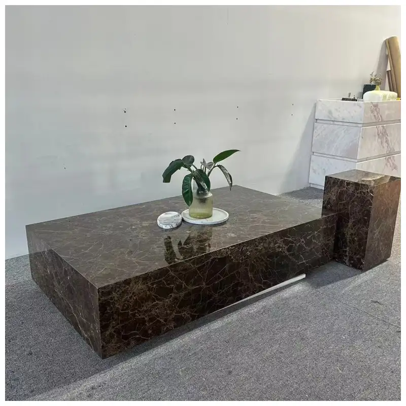 Emperador Dark Brown Marble Plinth Coffee Tables Emperador Dark Brown Marble Plinth Coffee Tables