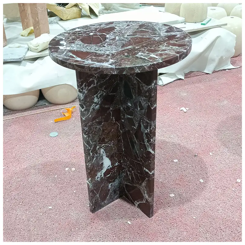 Rosso Levanto Marble Round Livingroom Side Table Rosso Levanto Marble Round Livingroom Side Table