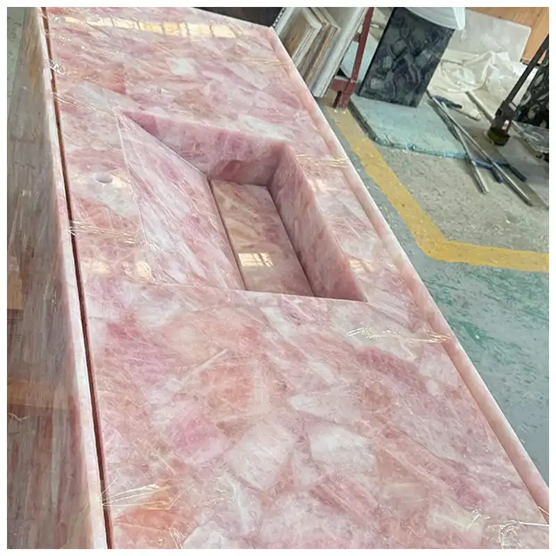 Pink Crystal Rose Quartz Gemstone Kitchen Countertops Pink Crystal Rose Quartz Gemstone Kitchen Countertops