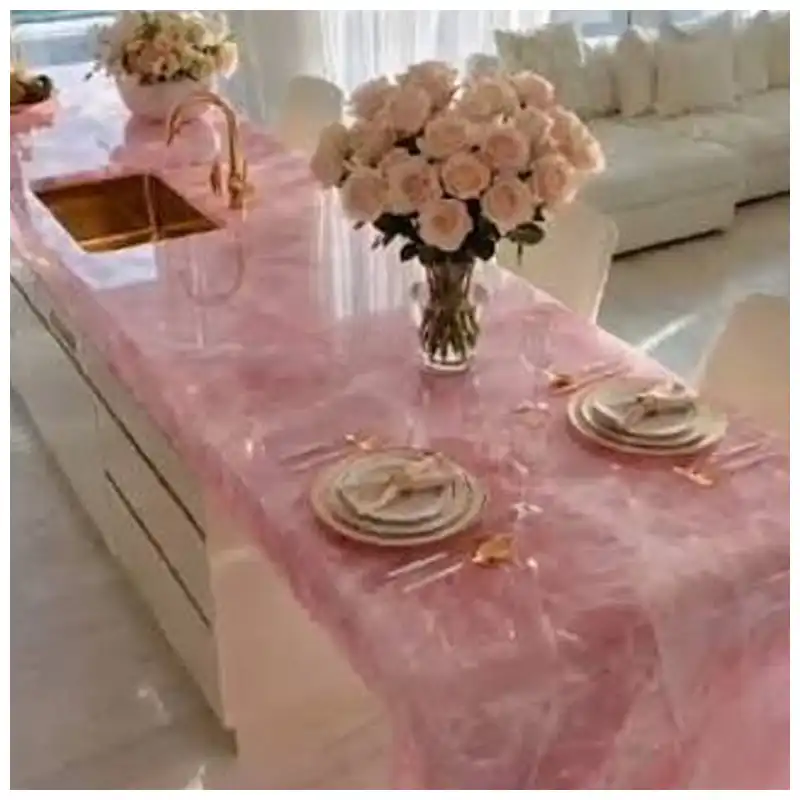 Pink Crystal Rose Quartz Waterfall Countertops In Villas Pink Crystal Rose Quartz Waterfall Countertops In Villas