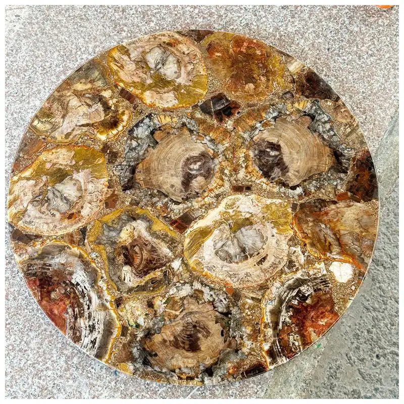 Petrified Wood Gemstone Round Coffee Tables Petrified Wood Gemstone Round Coffee Tables