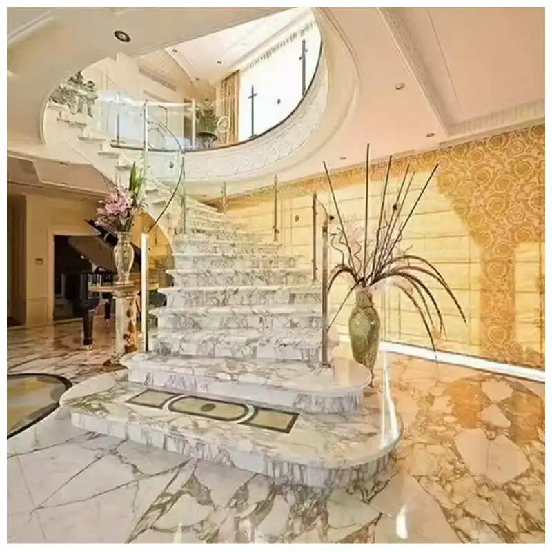Calacatta Gold Marble Stairs in Luxury Villas Calacatta Gold Marble Stairs in Luxury Villas