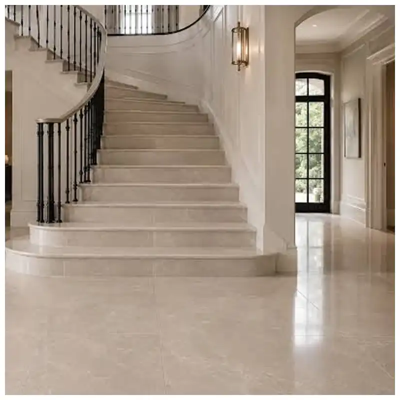 White Magnolia Marble Villa Lobby Floor and Stair Tiles Projects White Magnolia Marble Villa Lobby Floor and Stair Tiles Projects