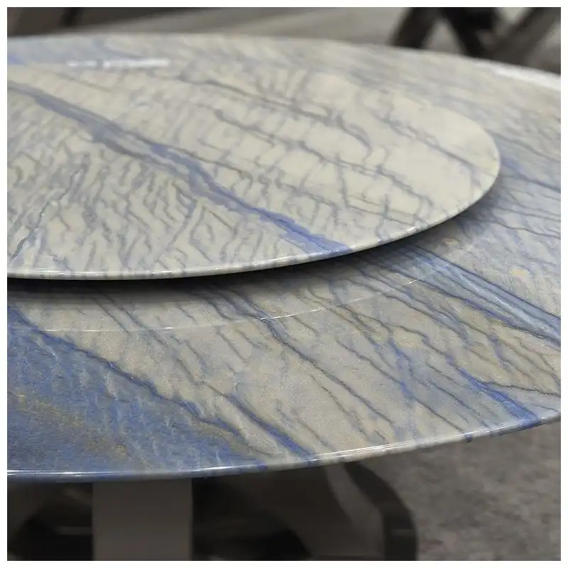 Blue Macaubas Quartzite Tabletop Detail Blue Macaubas quartzite tabletop surface and natural directional veining
