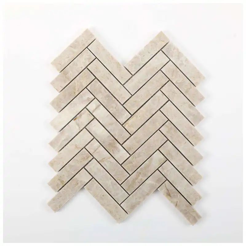 Taj Mahal Quartzite Herringbone Mosaic Tiles Taj Mahal Quartzite Herringbone Mosaic Tiles