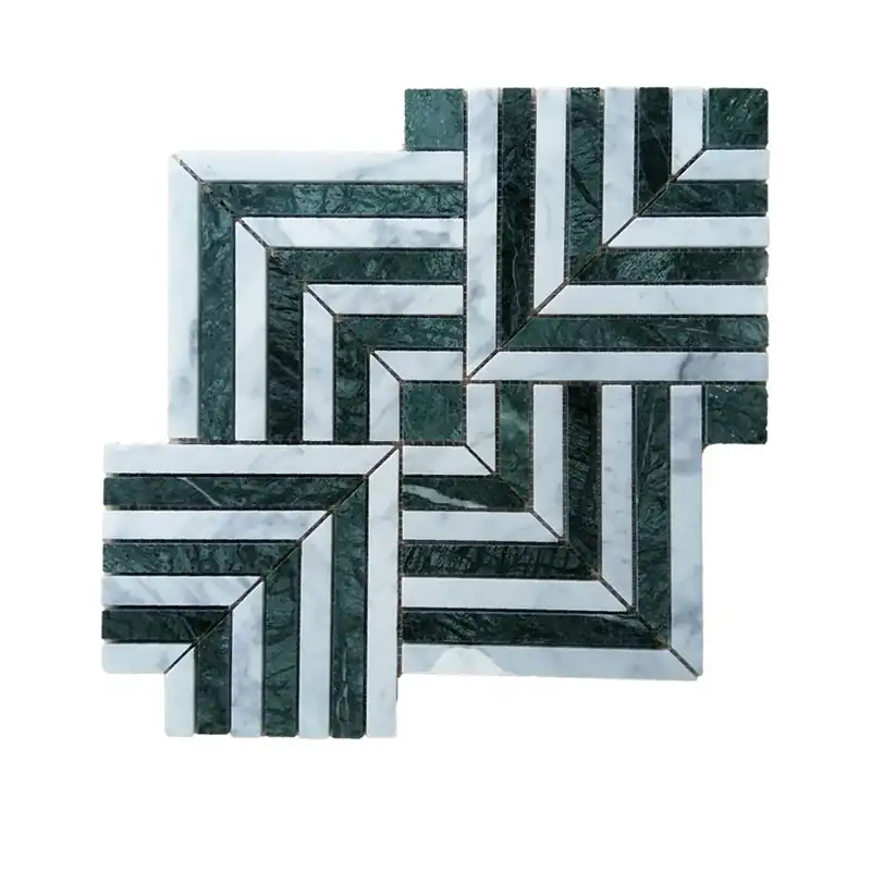 White and Green Marble Maze Mosaic Tile White and Green Marble Maze Mosaic Tile