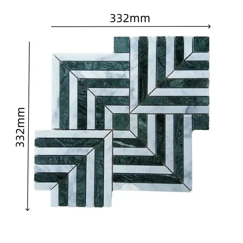 White and Green Marble Maze Bathroom Mosaic Tile White and Green Marble Maze Bathroom Mosaic Tile