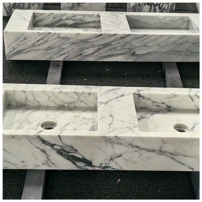 Arabescato White Marble Integrated Basins