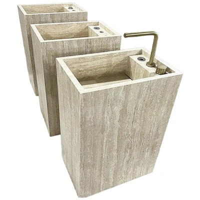 Beige Travertine Pedestal Basins