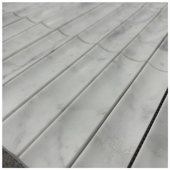 Bianco Carrara White Marble Concave Mosaic Tiles