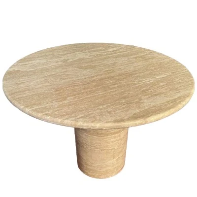 Cream Travertine Round Dining Table