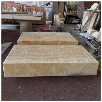 Honey Onyx Plinth Table