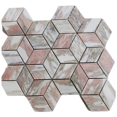 Norwegian Rose Marble Rhombus Mosaic Tiles