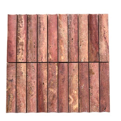 Red Travertine Concave Mosaic Tiles