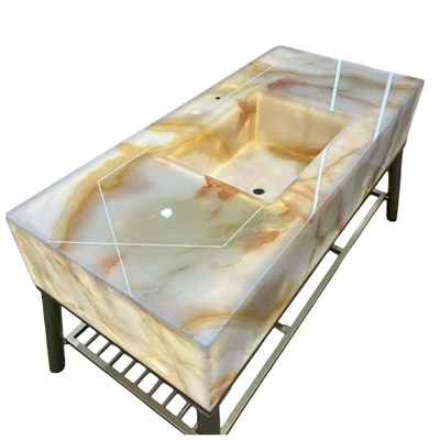 White Onyx Integrated Washbasins
